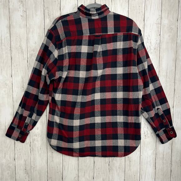Jachs Red Long Sleeve Plaid Warm Cotton Holiday Button Down Flannel Shirt Large - Picture 2 of 8